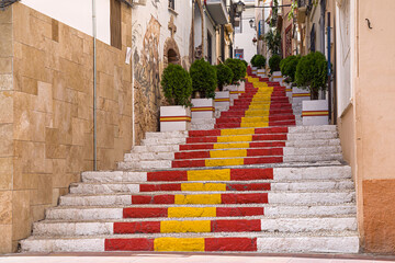 Obraz premium Spanish Flag Staircase in Calpe