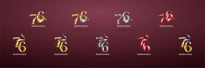 Luxury Logo 76th, 76th Elegant years happy anniversary, Creative design template for celebration, birthday, greeting and invitation. Gold color