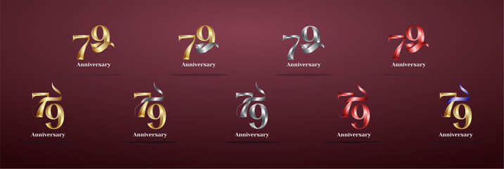 Luxury Logo 79th, 79th Elegant years happy anniversary, Creative design template for celebration, birthday, greeting and invitation. Gold color