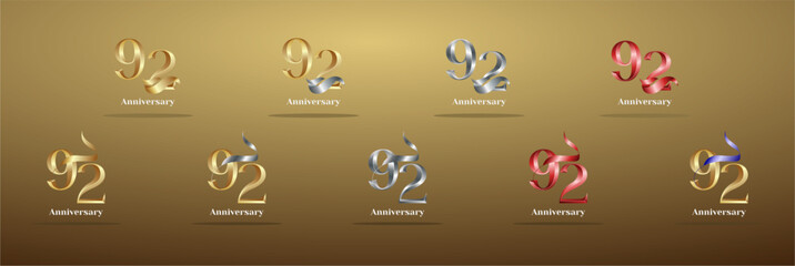 Luxury Logo 92th, 92th Elegant years happy anniversary, Creative design template for celebration, birthday, greeting and invitation. Gold color