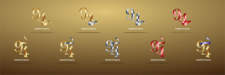 Luxury Logo 94th, 94th Elegant years happy anniversary, Creative design template for celebration, birthday, greeting and invitation. Gold color