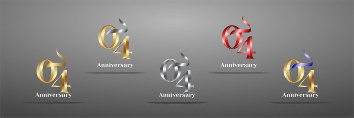 Logo Luxury 4th, 4th Elegant years happy anniversary, Creative design template for celebration, birthday, greeting and invitation. Gold color