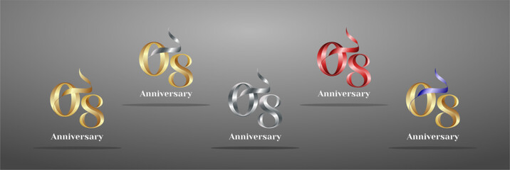 Logo Luxury 8th, 8th Elegant years happy anniversary, Creative design template for celebration, birthday, greeting and invitation. Gold color