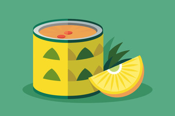 Pineapple Slices in Food Can with image stock vector illustration