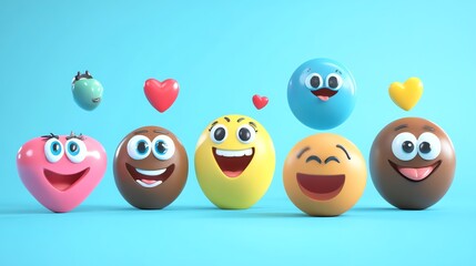 Obraz premium Three 3D emoticons with different expressions.