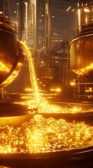Obraz premium Gleaming Gold Refinery Process in Industrial Plant