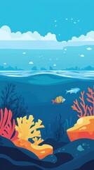 Underwater Marine Ecosystem with Colorful Coral Design