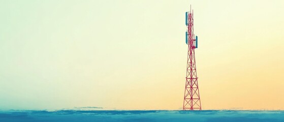 Obraz premium Radio Transmission Tower in Flat Side View