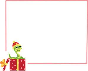 Naklejka premium Frame with funny snake. A letter to happy snake.Symbol of the year.