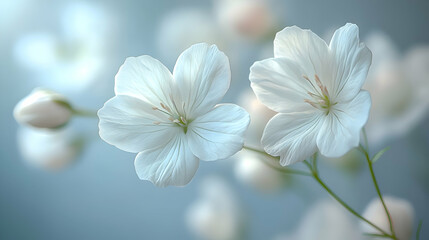 A close-up of white nierembergia blooms a soft, blurred background