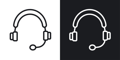 Headphones icon in Thin line black color. flat simple vector symbols illustration.