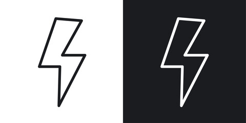 Lightning bolt icon in Thin line black color. flat simple vector symbols illustration.