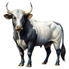 Naklejka premium Bull isolated, Buffalo png, Ox cutout png, Bullfight Concept