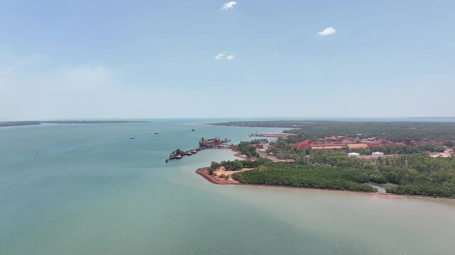 Aerial footage of Weipa Queensland Australia