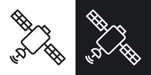 Satellite icon in Thin line black color. flat simple vector symbols illustration.