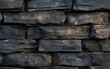 Fototapeta premium A close-up view of a textured stone wall, showcasing the natural patterns and colors of the stones.