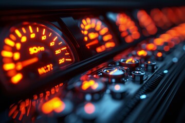 Sleek modern car mileage display isolated on black background showcasing innovative dashboard design