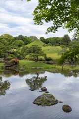 The natural landscape of Suizenji Park, photographed in Kumamoto Prefecture, Kyushu, Japan