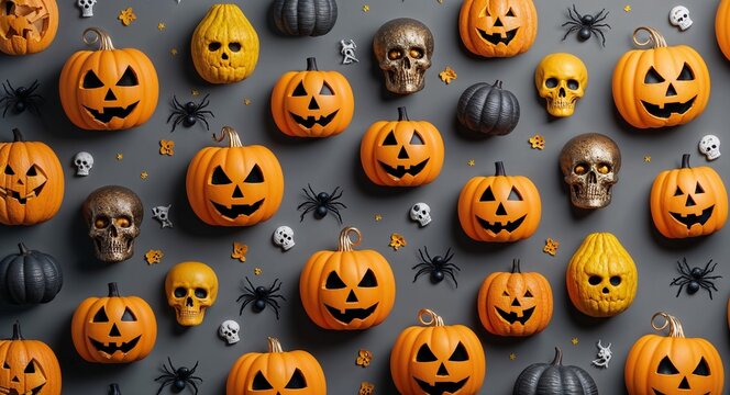 Grey and mustard theme scary creepy halloween concept background