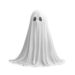 Cute ghost character, simple design isolated on transparent background.