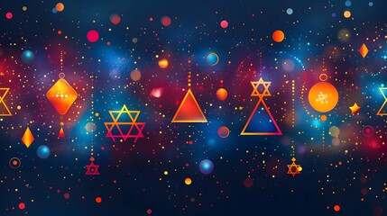 Bar Mitzvah Banner Adorned with Traditional Jewish Symbols Celebrating Coming of Age