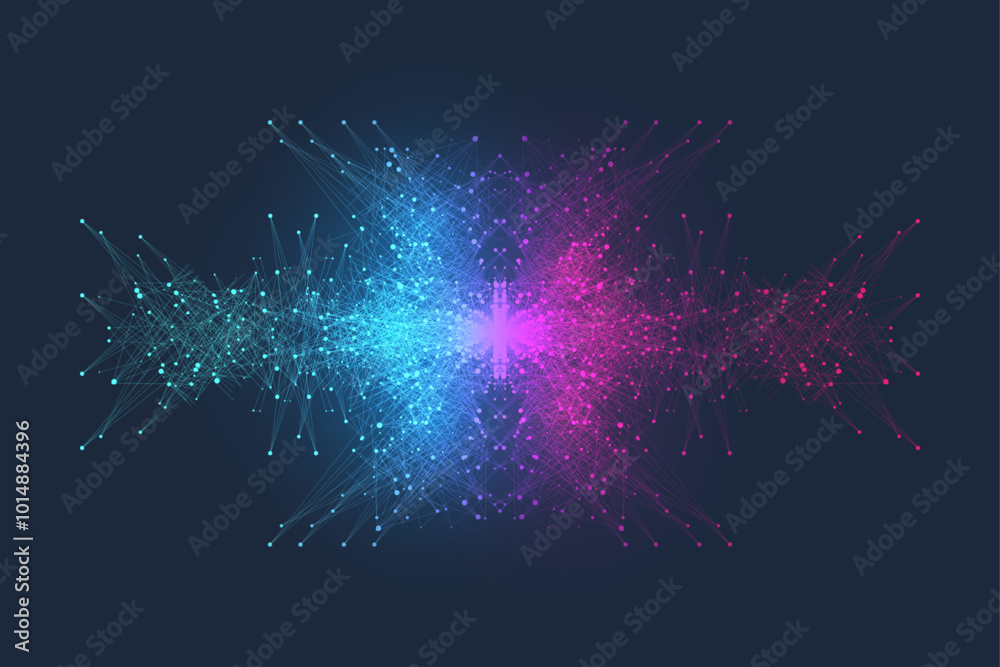 Poster AI Banner Concept In The Digital Style. Generative Ideas Design Element For Internet Technology. Futuristic Technology Concept Artificial Intelligence