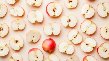 A Colorful Display of Sliced Apples on a Light Background