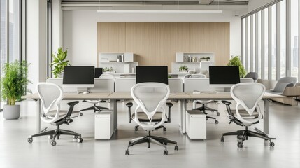 Modern ergonomic chair with adjustable features in a clean, contemporary office setting, representing comfort and innovation in workspace design
