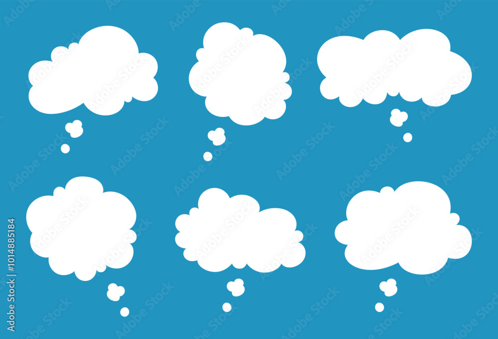 Wall mural set of speech or thought bubbles with different shapes, text chat cloud for comments, posts, comics.