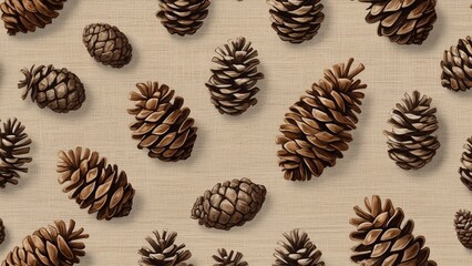  Pine Cones on Burlap Background