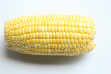 Fresh Corn Cobs Isolated on White Background. 