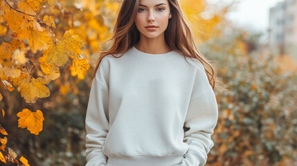 autumn sweater mock up. fall seasonal flat lay template. ai generated