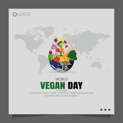 Naklejka premium World Vegan Day is an annual global event celebrated on November 1st to promote and raise awareness about veganism.