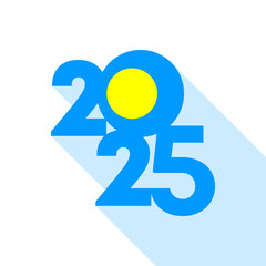 2025 banner with Palau flag inside. Vector illustration.