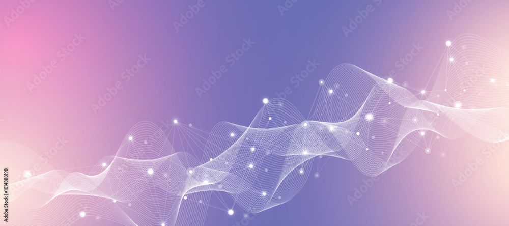 Aufkleber Digits abstract background with connected lines and dots. Digital neural networks. Network and connection background for your presentation. Graphic polygonal background. Vector illustration.