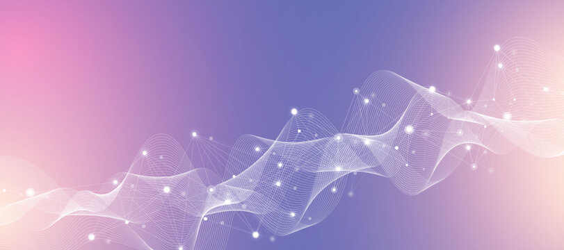 Digits abstract background with connected lines and dots. Digital neural networks. Network and connection background for your presentation. Graphic polygonal background. Vector illustration.