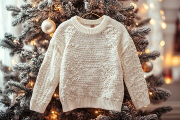 Christmas sweater mock up. Christmas flat lay template. ai generated