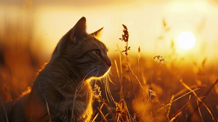 cat at sunset