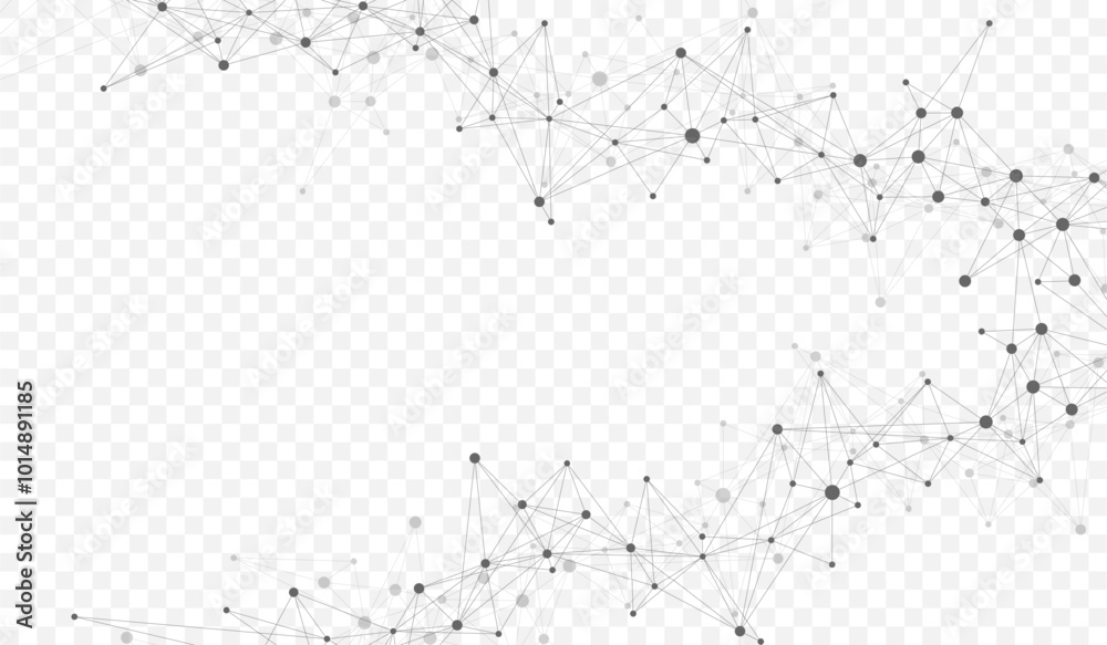 Leinwandbilder Digits abstract background with connected lines and dots. Digital neural networks. Network and connection background for your presentation. Graphic polygonal background. Vector illustration.