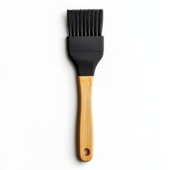 A pastry brush, baking tool, silicone bristles with wooden handle, isolated on white background