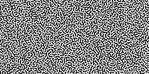 Organic seamless patterns with rounded lines Diffusion reaction background. Monochrome background of natural organic forms motion. Overlay template abstract Turing organic wallpaper background.