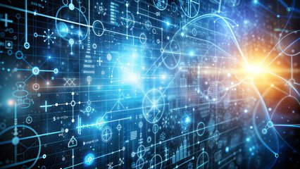 Futuristic technology background with glowing lights and abstract patterns for digital design