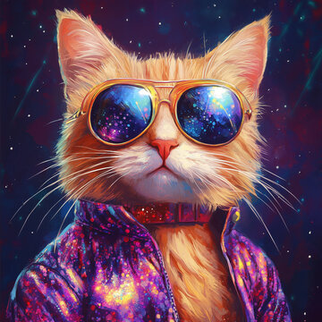 Disco Nights: Cheetoh Cat Ready for a Groovy Time in Disco Outfit