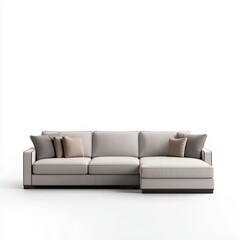 Fototapeta premium A modern sofa, living room furniture, L-shaped with fabric upholstery, isolated on white background