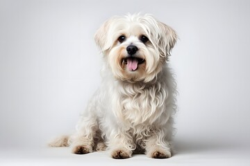 Bolognese dog on white background, AI Generated