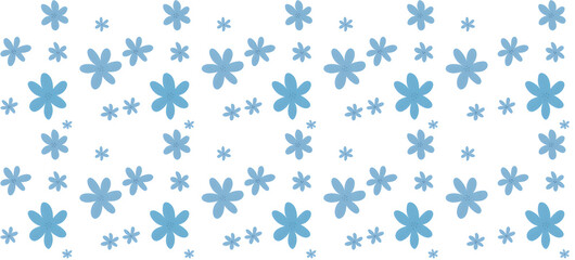 Big and Small Blue Seamless Floral Pattern with White Background
