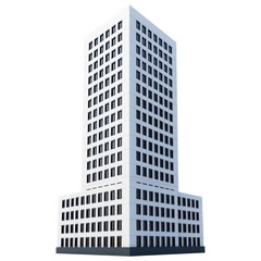 Fototapeta premium 3D multi-section modern high-rise building featuring different tiered sections and rectangular design. Ideal for urban architecture and corporate office. Isolated on transparent background, png.