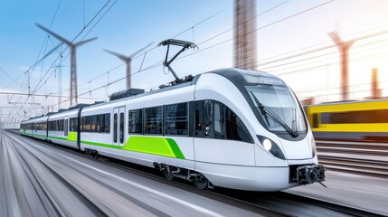 Naklejka premium Modern High-Speed Train in Motion