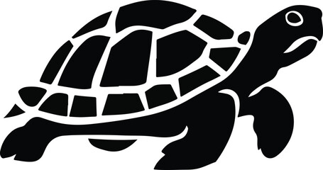 black vector tortoise silhouette in white background Ai Generated
