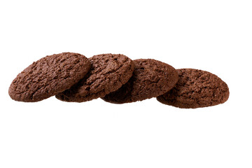 Chocolate brownie cookies with cracks. Round chocolate brownie cookies with cracks isolated on white background.